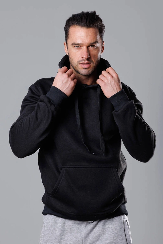 Męska bluza z kapturem czarna (68B2009-3)