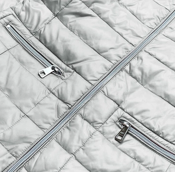 PIKOWANA KURTKA Z OKRĄGŁYM DEKOLTEM SZARA (1825)