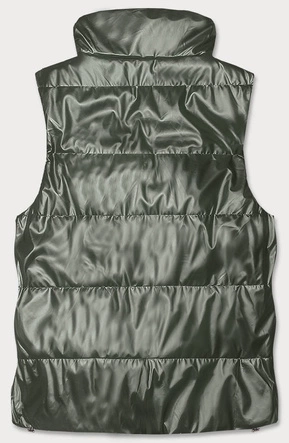 Krótka kamizelka ze stójką damska khaki (B8152-11)