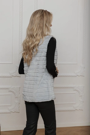 Futrzana kamizelka na podszewce jasnoszara (2114)