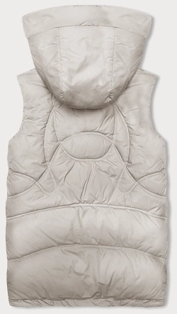 Bezrękawnik damski ze stójką i kapturem Miss Titi jasny beż (3132)