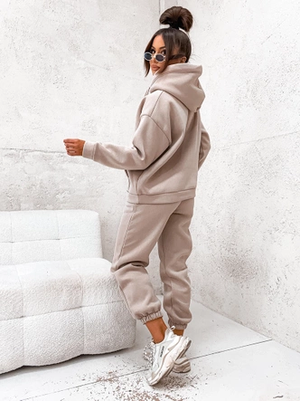 Bawełniany gruby dres damski beżowy (82143)