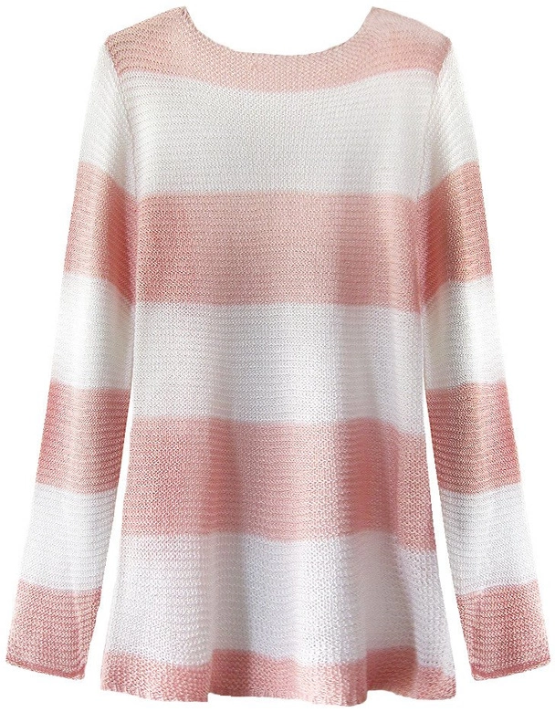 AŻUROWA NARZUTKA W PASY BIAŁO-RÓŻOWA (231ART)