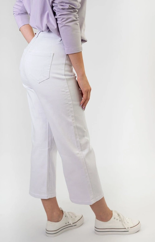 Szerokie spodnie damskie kuloty białe (b102)