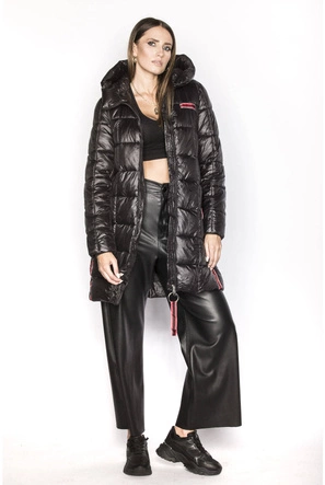 Kurtka damska z ozdobnymi lampasami czarna (ag1-j9002)