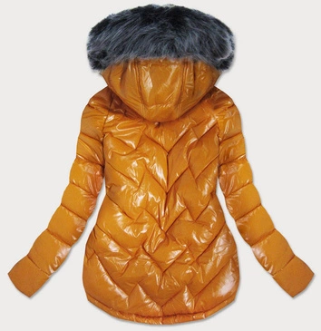 PIKOWANA DAMSKA KURTKA ZIMOWA ŻÓŁTA (B9540)
