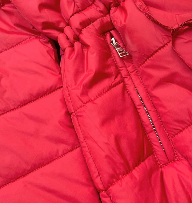 Dwustronna kurtka damska czerwono-brązowa (w556-1)