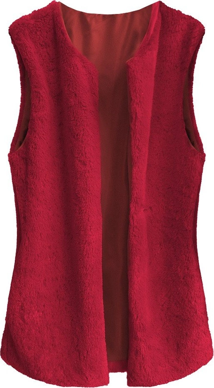 KAMIZELKA ZE SZTUCZNEGO FUTERKA CZERWONA (525ART)