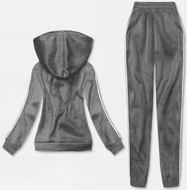 Dres damski - krótka bluza + spodnie ciemny szary (YP-1107)