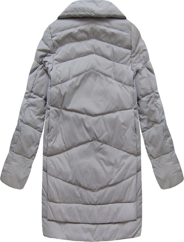 KURTKA DAMSKA ZIMOWA OVERSIZE Z PUCHEM NATURALNYM SZARA (8094)
