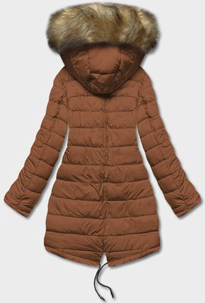 DWUSTRONNA KURTKA DAMSKA ZIMOWA CZARNA-KARMEL (2M-21508)