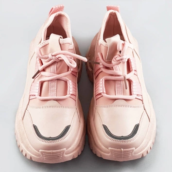 Sznurowane sneakersy na platformie różowe (ra5)