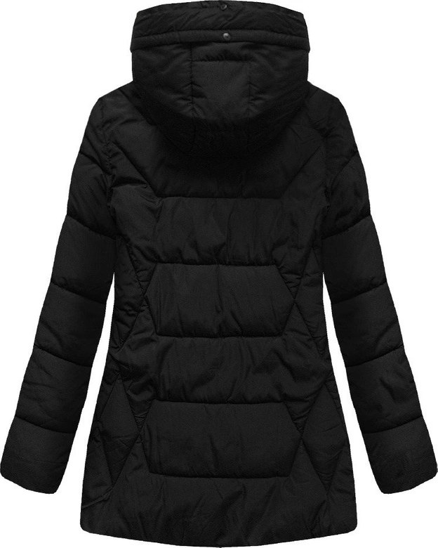ZIMOWA PIKOWANA KURTKA DAMSKA Z KAPTUREM CZARNA (B9901)