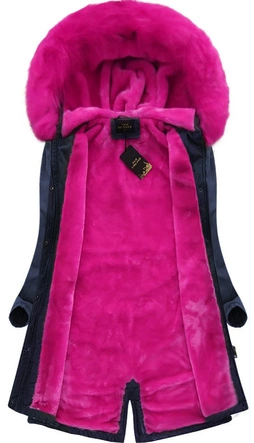 BAWEŁNIANA PARKA ZIMOWA GRANATOWO-AMARANTOWA (7611)