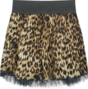 PLISOWANA SPÓDNICA MINI W PANTERKĘ BRĄZOWA 1 (381ART)