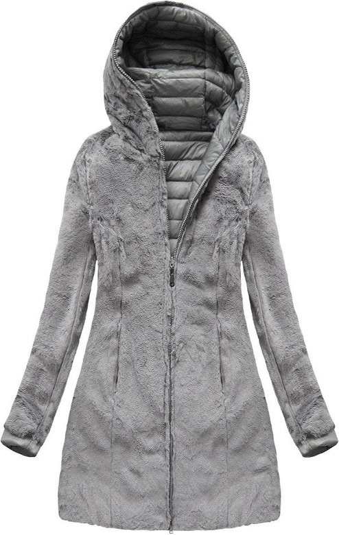 DWUSTRONNA KURTKA Z KAPTUREM SZARA (B7106)