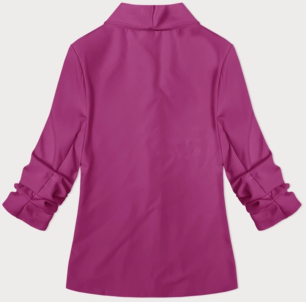 Cienka marynarka z marszczonymi rękawami fuksja (22-356)