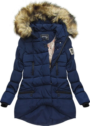 PIKOWANA KURTKA Z KAPTUREM GRANATOWA (W802)