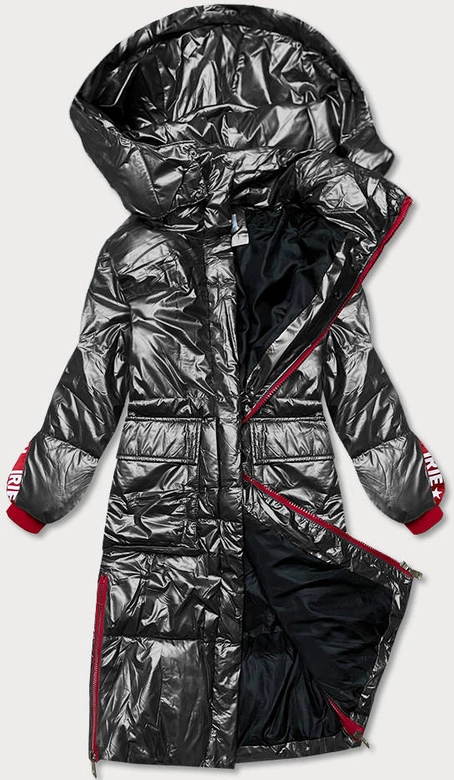 ZIMOWA KURTKA DAMSKA Z KONTRASTOWYMI ŚCIĄGACZAMI SZARA (1917)