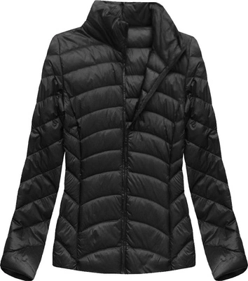 PIKOWANA KURTKA ZE STÓJKĄ CZARNA (X699X)