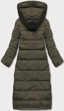 Długa kurtka puchowa damska khaki (AG3-3038)