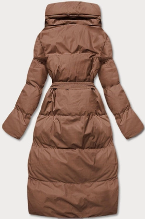 Zimowa kurtka damska kopertowa brązowa (5M737-502)