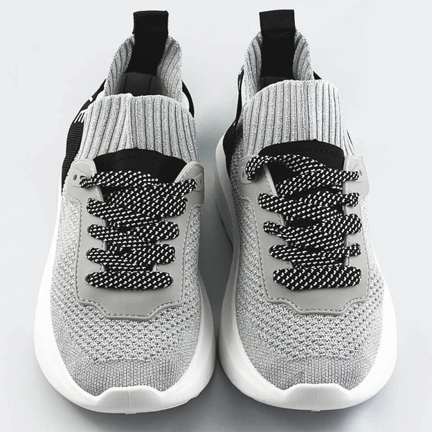 Wsuwane sneakersy damskie srebrne (ll66-3sp)