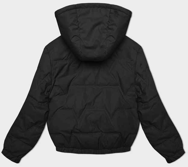 Pikowana kurtka z odpinanym kapturem Miss TiTi czarna (2482)