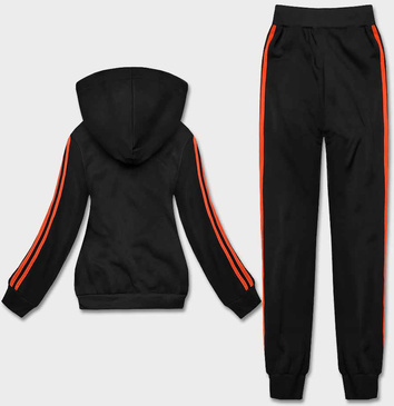 Dres damski z lampasami czarny-pomarańczowy (KK0057)