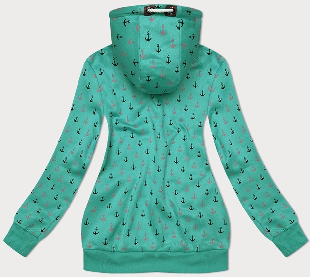Ciepła rozpinana bluza w kotwice zielona (2307)