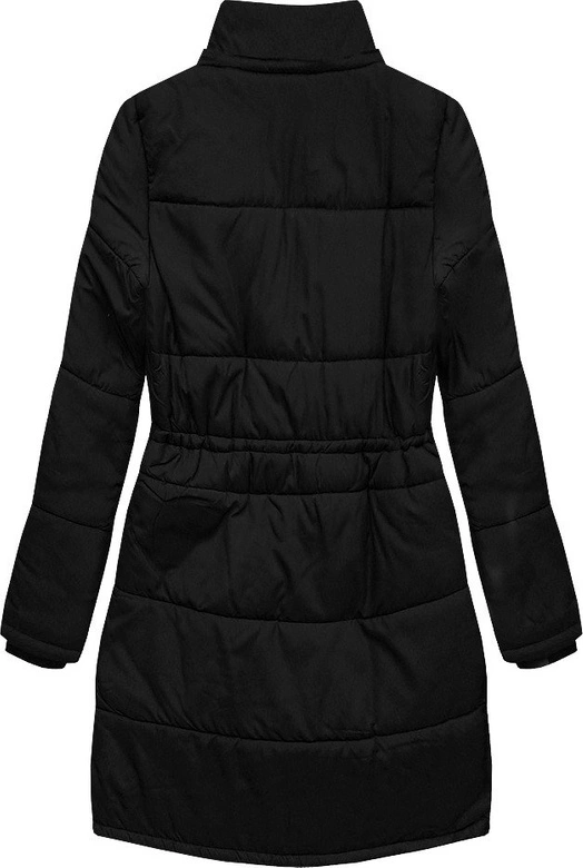 PIKOWANA DAMSKA KURTKA ZIMOWA Z KAPTUREM CZARNA (B2627)