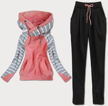 KOMPLET DRESOWY Z KAPTUREM ŁOSOSIOWO-SZARY (AMG740A)