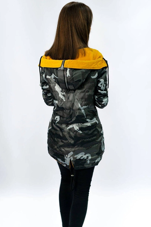 DWUSTRONNA KURTKA Z KAPTUREM ŻÓŁTA (W646)