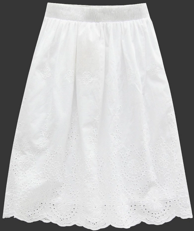 BAWEŁNIANA SPÓDNICA Z HAFTOWANYMI WZORAMI BIAŁA (6181)