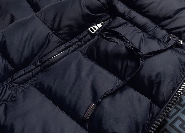 Dwustronna damska kurtka zimowa granatowo-szara (mhm-w556)