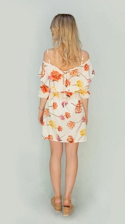 SUKIENKA HISZPANKA W KWIATY KREMOWA (356ART)