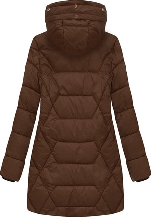 PIKOWANA DAMSKA KURTKA ZIMOWA Z KAPTUREM BRĄZOWA (B2644)