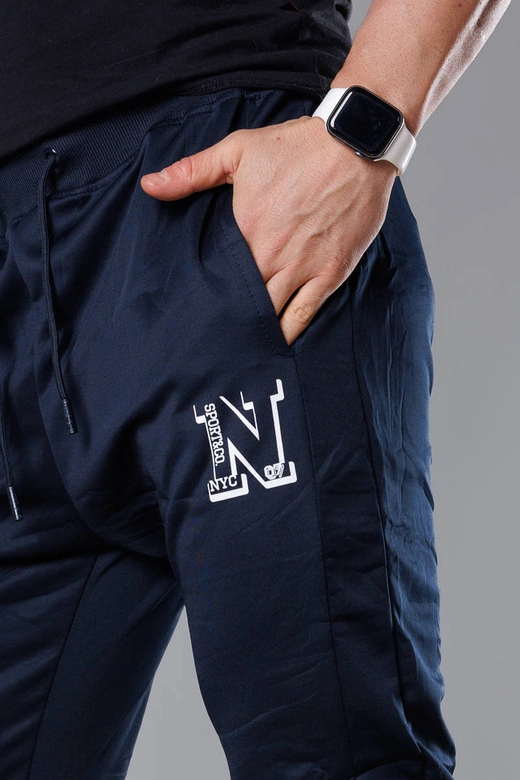 Spodnie dresowe z nadrukiem męskie granatowe (8K178-25)