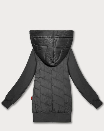 Damska bluza z kapturem z łączonych materiałów Goodlookin grafitowa (AMG-175)
