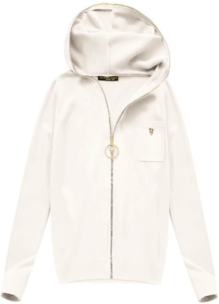 ROZPINANY SWETER Z KAPTUREM ECRU (P101)