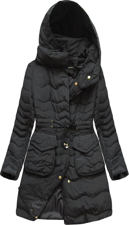 PIKOWANA KURTKA Z PUCHEM NATURALNYM CZARNA (26013)