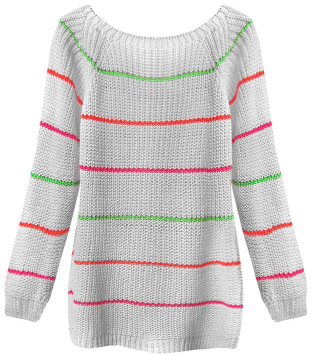 AŻUROWY SWETER W PASECZKI SZARY (275ART)