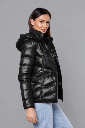 Krótka kurtka zimowa damska czarna (23066-392)