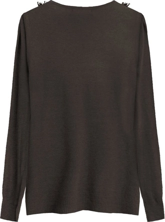 SWETEREK ZE ZDOBIENIAMI CIEMNOBRĄZOWY (X1583X)