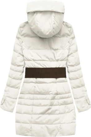 KURTKA Z KAPTUREM I PASKIEM BIAŁA (444)