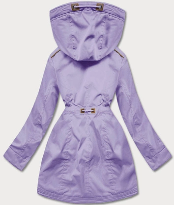 Zimowa parka damska z wstawkami z ekoskóry wrzos (2M-21A93) 