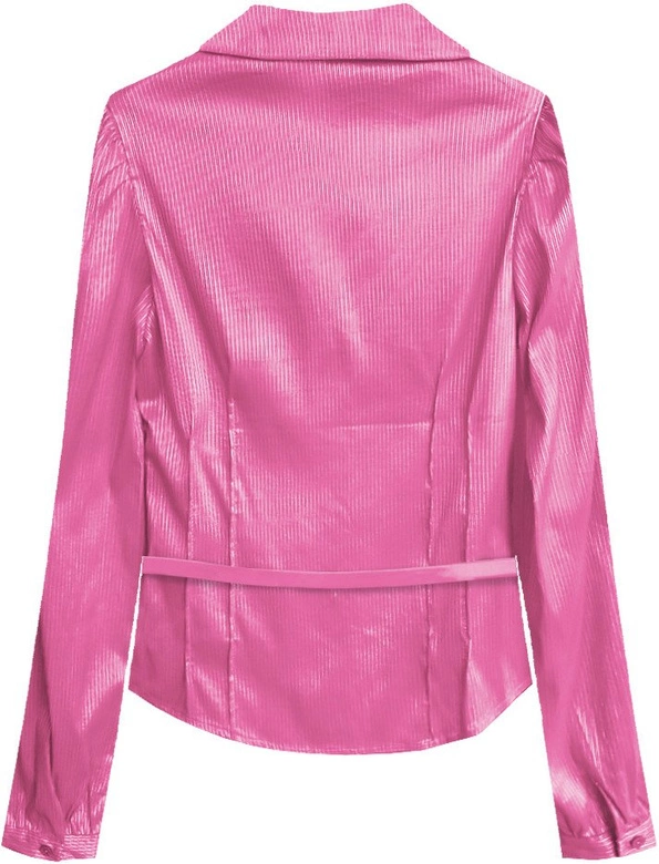 BŁYSZCZĄCA KOSZULA Z PASKIEM RÓŻOWA (X1007X)