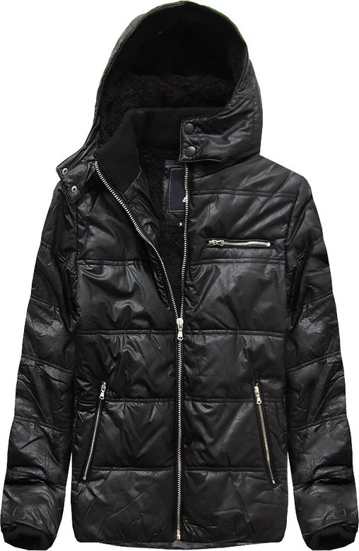 KURTKA ZIMOWA Z EKOSKÓRY CZARNA (51017)