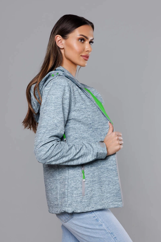 Damska kurtka sportowa typu softshell szaro-limonkowa (DW-21605)