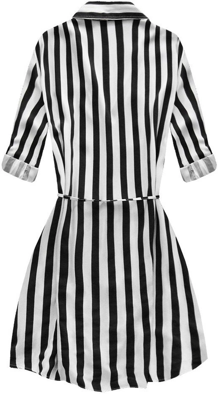 SUKIENKA KOSZULOWA W PASKI BIAŁO-CZARNA (8852)